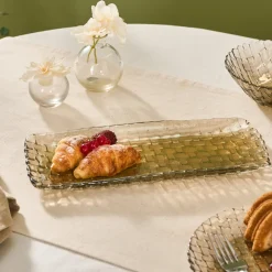Online Braid Lustrous Glass Large Serving Platter, 32,5x13,5cm, Serving Platters