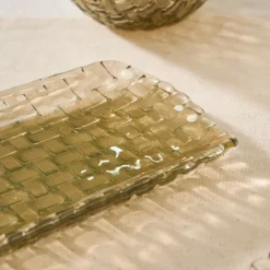 Online Braid Lustrous Glass Large Serving Platter, 32,5x13,5cm, Serving Platters