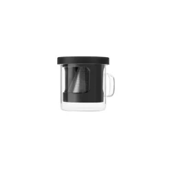 Outlet Brewy Glass Coffee Dripper Mug, 300ml, Black Transparent Mugs