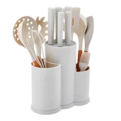 Discount Burby 14 Piece Knife Block Set, Cream Knife Sets