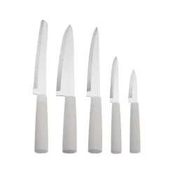 Discount Burby 14 Piece Knife Block Set, Cream Knife Sets