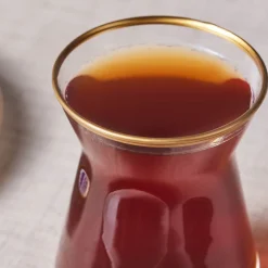 Best Bursa 12-Piece Glass Turkish Tea Set for 6 People, 132ml, Navy Turkish Tea Sets