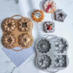 Sale Cake Pro Aluminium Cast Decorative Bundt Cake Tin, 4 Piece, 28cmx35cm, Cake Tins