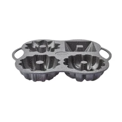 New Cake Pro Aluminium Cast Decorative Bundt Cake Tin, 4 Piece, 28cmx35cm, Anthracite Cake Tins