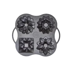 New Cake Pro Aluminium Cast Decorative Bundt Cake Tin, 4 Piece, 28cmx35cm, Anthracite Cake Tins