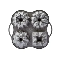 New Cake Pro Aluminium Cast Decorative Bundt Cake Tin, 4 Piece, 28cmx35cm, Anthracite Cake Tins