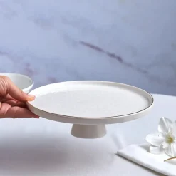 Outlet Calvin Ceramic Cake Stand, 23cm, White Gold Serving Platters