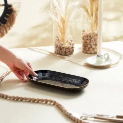 Outlet Calvin Ceramic Serving Platter, 26cm, Black Multi Serving Platters