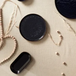 Clearance Calvin Ceramic Side Plate, 20cm, Black Multi Side Plates