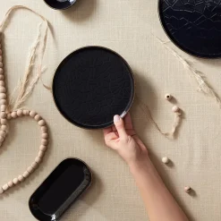 Clearance Calvin Ceramic Side Plate, 20cm, Black Multi Side Plates