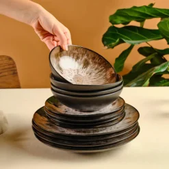 Online Catania 12-Piece Reactive Glaze Dinner Set for 4 People, Multi See All Dinner Sets|Reactive Glaze Dinner Sets