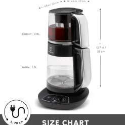 New Caysever 3 in 1 Talking Automatic Tea Maker Kettle and Baby Food Water Preparation, 1700W, Chrome Tea Machines
