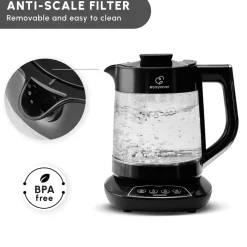 New Caysever 3 in 1 Talking Automatic Tea Maker Kettle and Baby Food Water Preparation, 1700W, Chrome Tea Machines