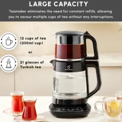New Caysever 3 in 1 Talking Automatic Tea Maker Kettle and Baby Food Water Preparation, 1700W, Chrome Tea Machines