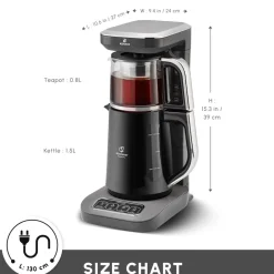 Best Caysever Robotea Pro 4 in 1 Talking Automatic Tea Maker Kettle and Filter Coffee Maker, 2500W, Space Grey Tea Machines