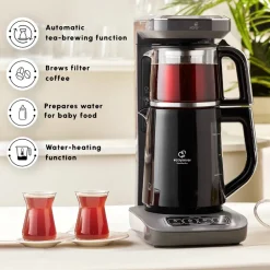 Best Caysever Robotea Pro 4 in 1 Talking Automatic Tea Maker Kettle and Filter Coffee Maker, 2500W, Space Grey Tea Machines