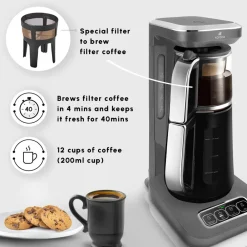 Best Caysever Robotea Pro 4 in 1 Talking Automatic Tea Maker Kettle and Filter Coffee Maker, 2500W, Space Grey Tea Machines