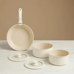 Discount Ceramica Comfort 6-Piece Non-Stick Induction Detachable Cookware Set, Cream Ceramic Cookware