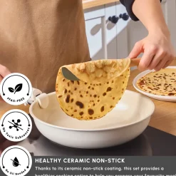 Discount Ceramica Comfort 6-Piece Non-Stick Induction Detachable Cookware Set, Cream Ceramic Cookware