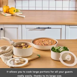 Discount Ceramica Comfort 6-Piece Non-Stick Induction Detachable Cookware Set, Cream Ceramic Cookware