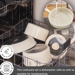 Discount Ceramica Comfort 6-Piece Non-Stick Induction Detachable Cookware Set, Cream Ceramic Cookware