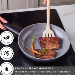 Clearance Ceramica Iconic Grey 7-Piece Non-Stick Induction Cookware Set, Grey Ceramic Cookware