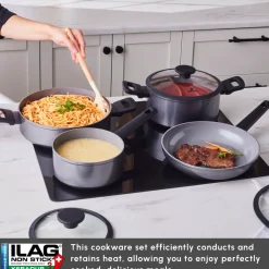 Clearance Ceramica Iconic Grey 7-Piece Non-Stick Induction Cookware Set, Grey Ceramic Cookware