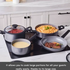 Clearance Ceramica Iconic Grey 7-Piece Non-Stick Induction Cookware Set, Grey Ceramic Cookware
