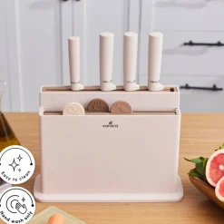 Clearance Chef’s Harmony 10-Piece Knife & Chopping Board Set, Beige Knife Sets