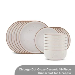 Online Chicago Dot 18-Piece Stoneware Dinner Set for 6 People, Multi See All Dinner Sets|Stoneware Dinner Sets
