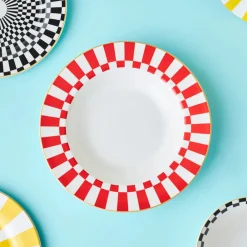 Online Circus Porcelain Pasta Bowl, 20cm, Red White Gold Pasta Bowls