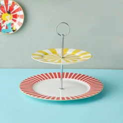 New Circus Porcelain 2-Tier Cake Stand, 27cm, Multi Serving Platters