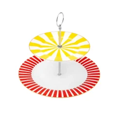 New Circus Porcelain 2-Tier Cake Stand, 27cm, Multi Serving Platters
