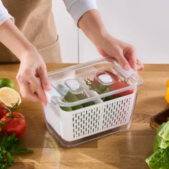 Hot Citrus Vegetable / Fruit Storage Container, L, White Storage Containers