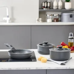 Discount Comfort 6-Piece Induction Non-Stick Detachable Cookware Set, Black Ceramic Cookware