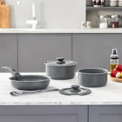 Discount Comfort 6-Piece Induction Non-Stick Detachable Cookware Set, Black Ceramic Cookware