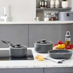 Discount Comfort 6-Piece Induction Non-Stick Detachable Cookware Set, Black Ceramic Cookware