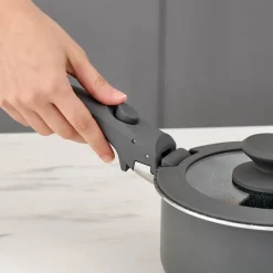 Discount Comfort 6-Piece Induction Non-Stick Detachable Cookware Set, Black Ceramic Cookware