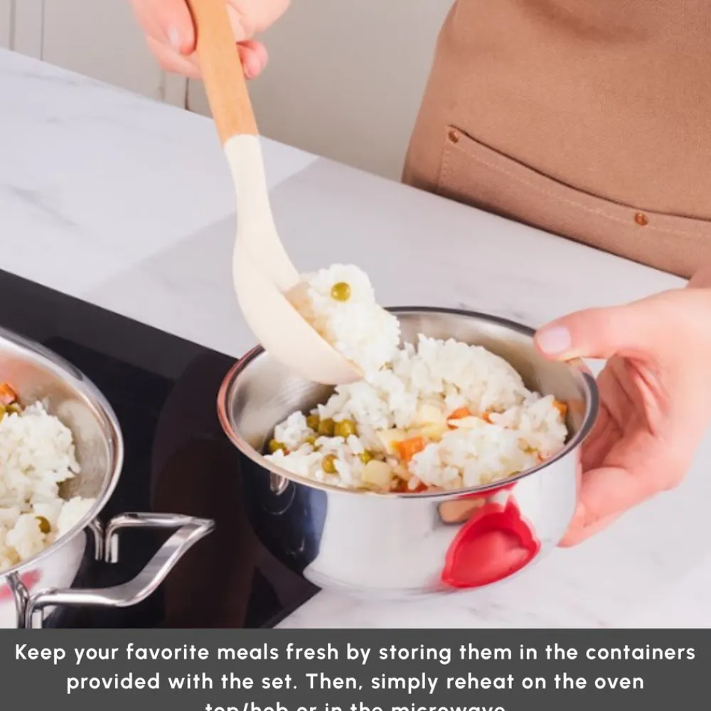 Clearance Cook & Store 13-Piece Stainless Steel Induction Cookware Set, Silver Stainless Steel Cookware Sets