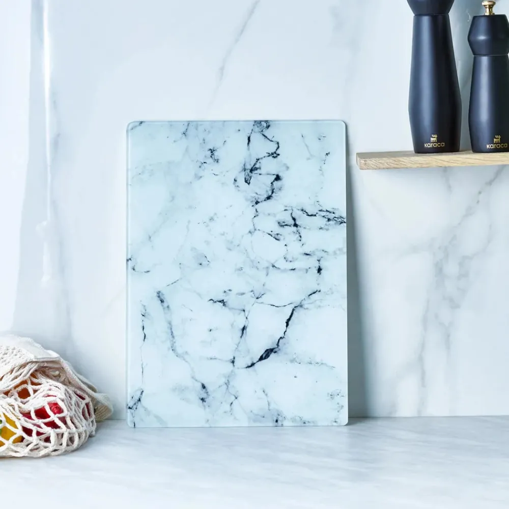 Clearance Deep Glass Chopping Board, 35cmx26cm, White Chopping Boards