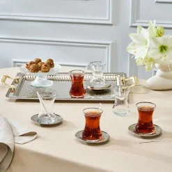 Best Deniz 19-Piece Turkish Tea Set for 6 People, 130ml, Multi Turkish Tea Sets