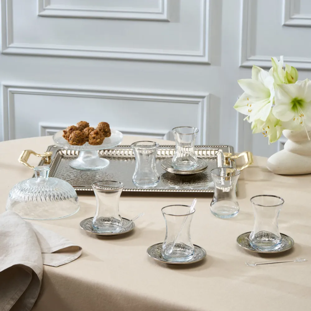 Best Deniz 19-Piece Turkish Tea Set for 6 People, 130ml, Multi Turkish Tea Sets