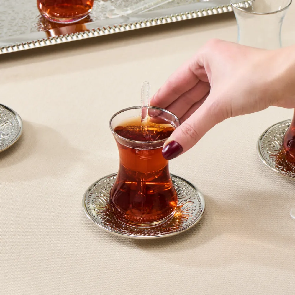 Best Deniz 19-Piece Turkish Tea Set for 6 People, 130ml, Multi Turkish Tea Sets