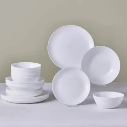 Diamond 24-Piece Glass Dinner Set for 6 People, White See All Dinner Sets|Glass Dinner Sets