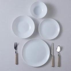 Diamond 24-Piece Glass Dinner Set for 6 People, White See All Dinner Sets|Glass Dinner Sets
