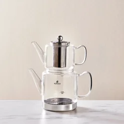 Dora Borosilicate Glass Induction Teapot Set, Xlarge, Transparent Turkish Coffee Pots|Turkish Teapots