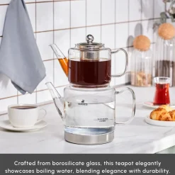 Dora Borosilicate Glass Induction Teapot Set, Xlarge, Transparent Turkish Coffee Pots|Turkish Teapots