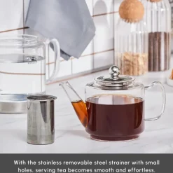 Dora Borosilicate Glass Induction Teapot Set, Xlarge, Transparent Turkish Coffee Pots|Turkish Teapots