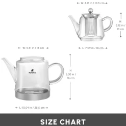 New Dora Borosilicate Glass Teapot Set, Medium, Transparent Turkish Coffee Pots|Turkish Teapots