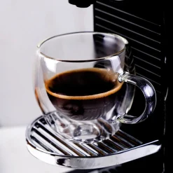 Hot Double Wall Borosilicate Glass Cup Set with Handle for 2 People, 150ml, Transparent Coffee Glasses